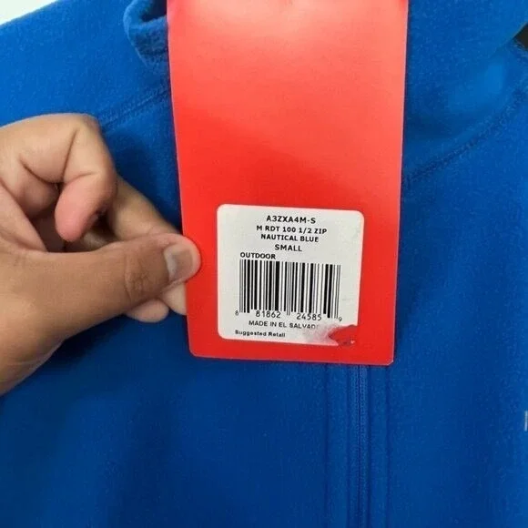 The North Face 1/2 Zip Fleece Nautical Blue New Size Small Mens Long Sleeve - Picture 4 of 4